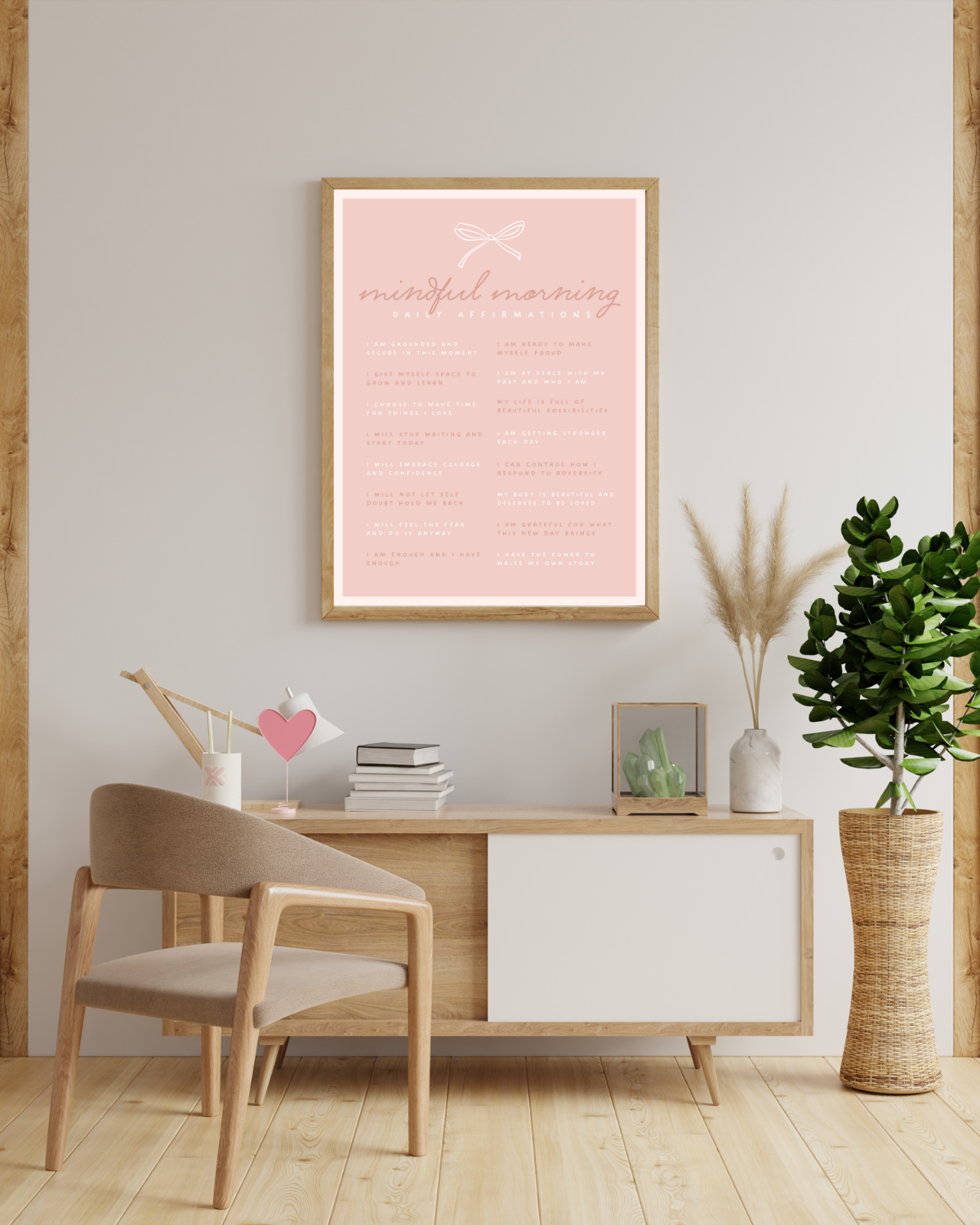 Mindful Morning Affirmations Poster - Bow Design