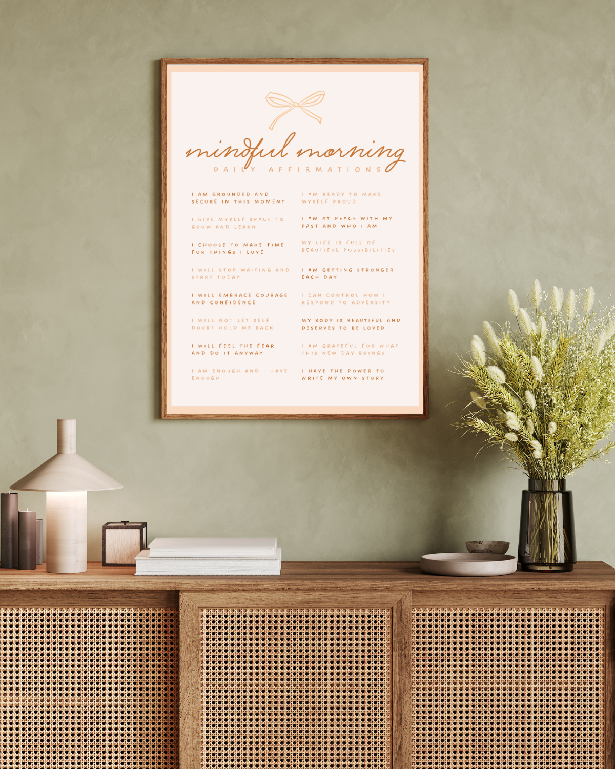 Mindful Morning Affirmations Poster - Bow Design